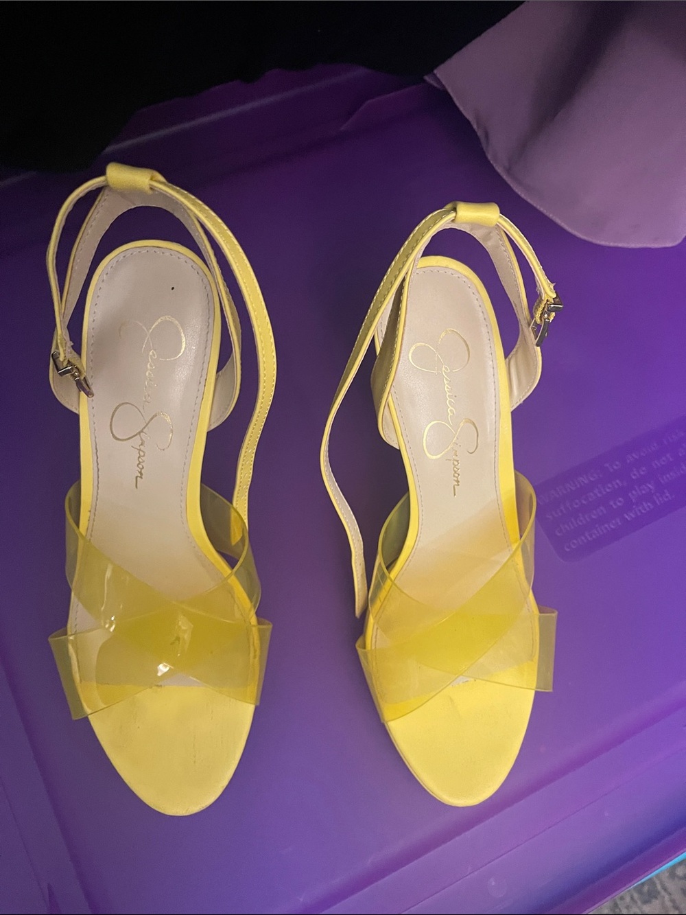 Jessica Simpson Yellow & Clear Strappy Sandals